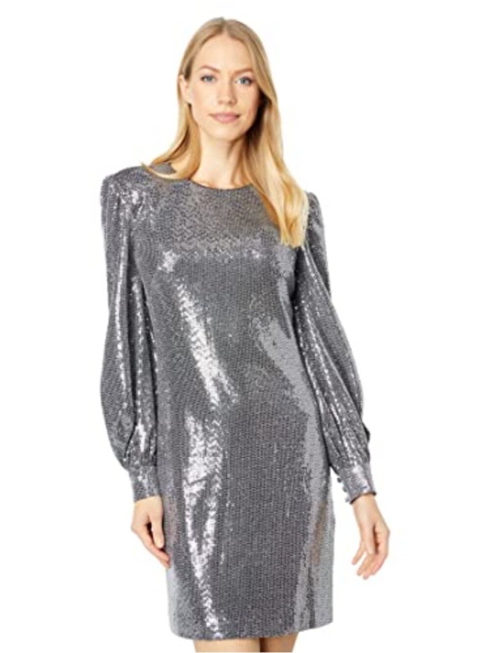 Sequin Cocktail Dress with Puff Sleeves - Size?